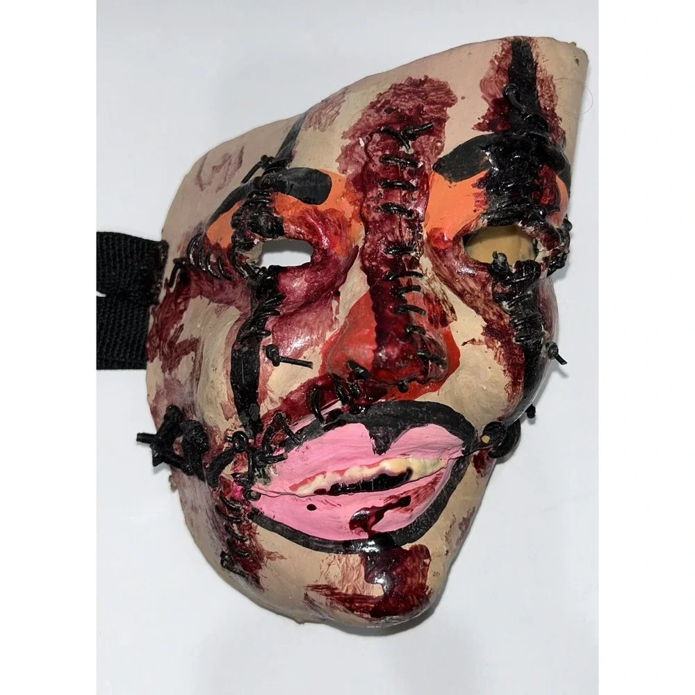 Mask Scarred Scary Bloody Zombie‎ Halloween Adult Face Stitches Vintage